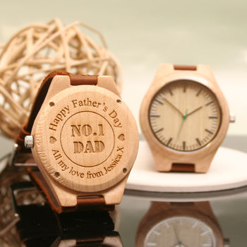Personalised Wooden Wrist Watch For Dad, 2 of 4
