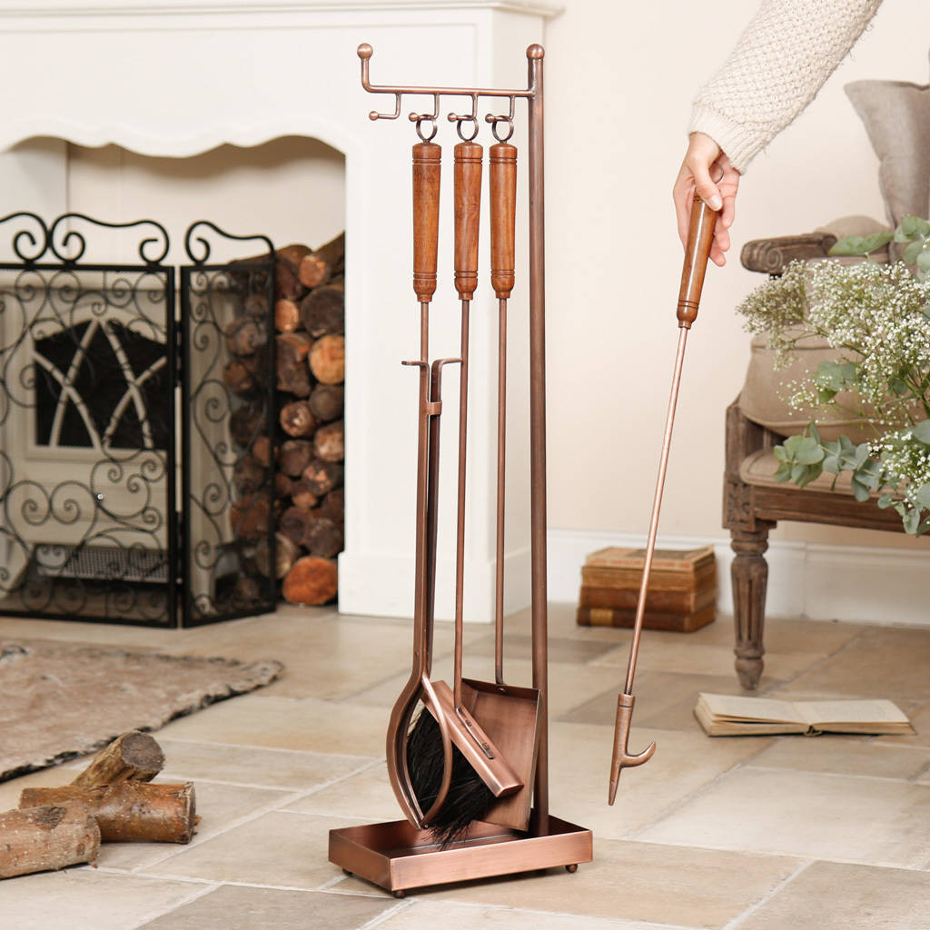 contemporary copper fireside companion set by dibor