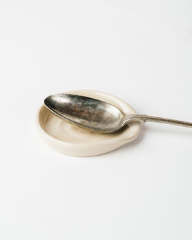 Handmade Ceramic White Spoon Rest Or Tea Bag Holder, 2 of 2