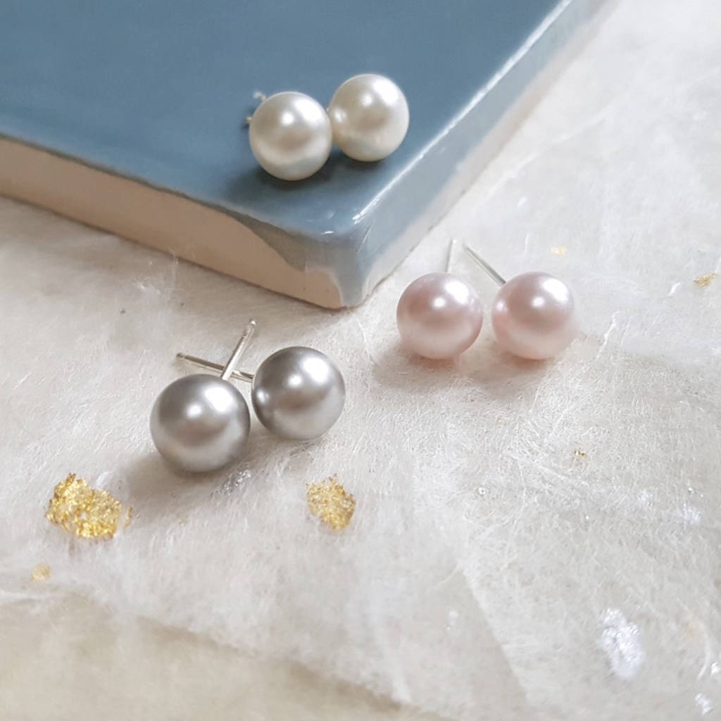 pearl and silver studs by sophie cunliffe jeweller | notonthehighstreet.com