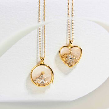 Floating Round Memory Locket 18 K Gold Plate, 10 of 12
