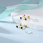 Sterling Silver Tiny Sapphire Blue Cz Bezel Screw Back Earrings, thumbnail 7 of 12