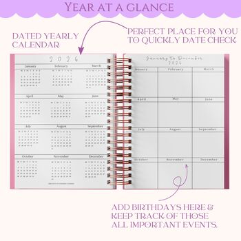 Personalised Luxury 2026 Weekly Diary| Planner| Mulberry Candy Stripe, 4 of 11
