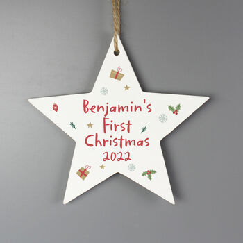 Personalised First Christmas Wooden Decoration, 4 of 4