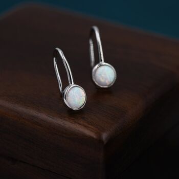 Sterling Silver White Opal Drop Earrings, 2 of 12