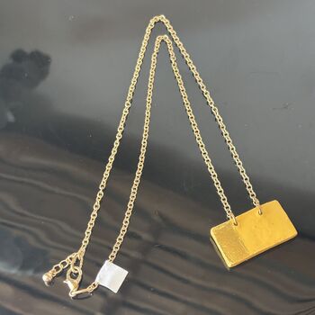 Handmade Gold Leaf Block Necklace Mustard Yelllow, 6 of 7