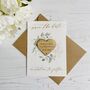 Floral Wreath Gold Script Save The Date Magnet Card, thumbnail 3 of 4