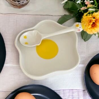 Sunny Side Up Egg Shape Plate And Spoon, 6 of 6