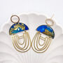Blue Gold Flake Arch Statement Earrings For Her, thumbnail 4 of 12