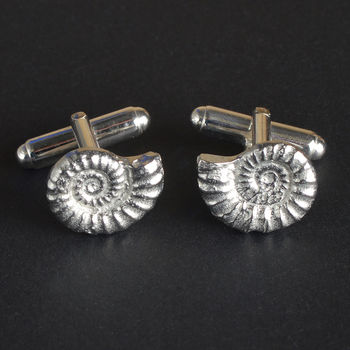 Ammonite Cufflinks, English Pewter Gifts For Men, 4 of 9