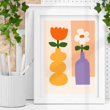 Modern Botanical Vases Abstract Vibrant Blooms Print, 2 of 5