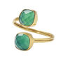 Green Ebien Gemstone Gold Plated Adjustable Ring, thumbnail 1 of 3