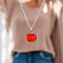 Silver Plated Gemstone Pumpkin Necklace, thumbnail 2 of 9