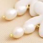 White Enamel Daisy Drop Earrings In Gold Plating, thumbnail 5 of 6