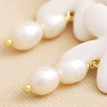White Enamel Daisy Drop Earrings In Gold Plating, 5 of 6
