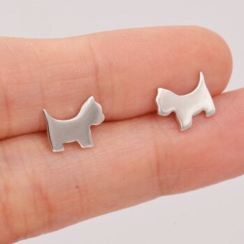 Terrier Dog Stud Earrings In Sterling Silver, 4 of 9