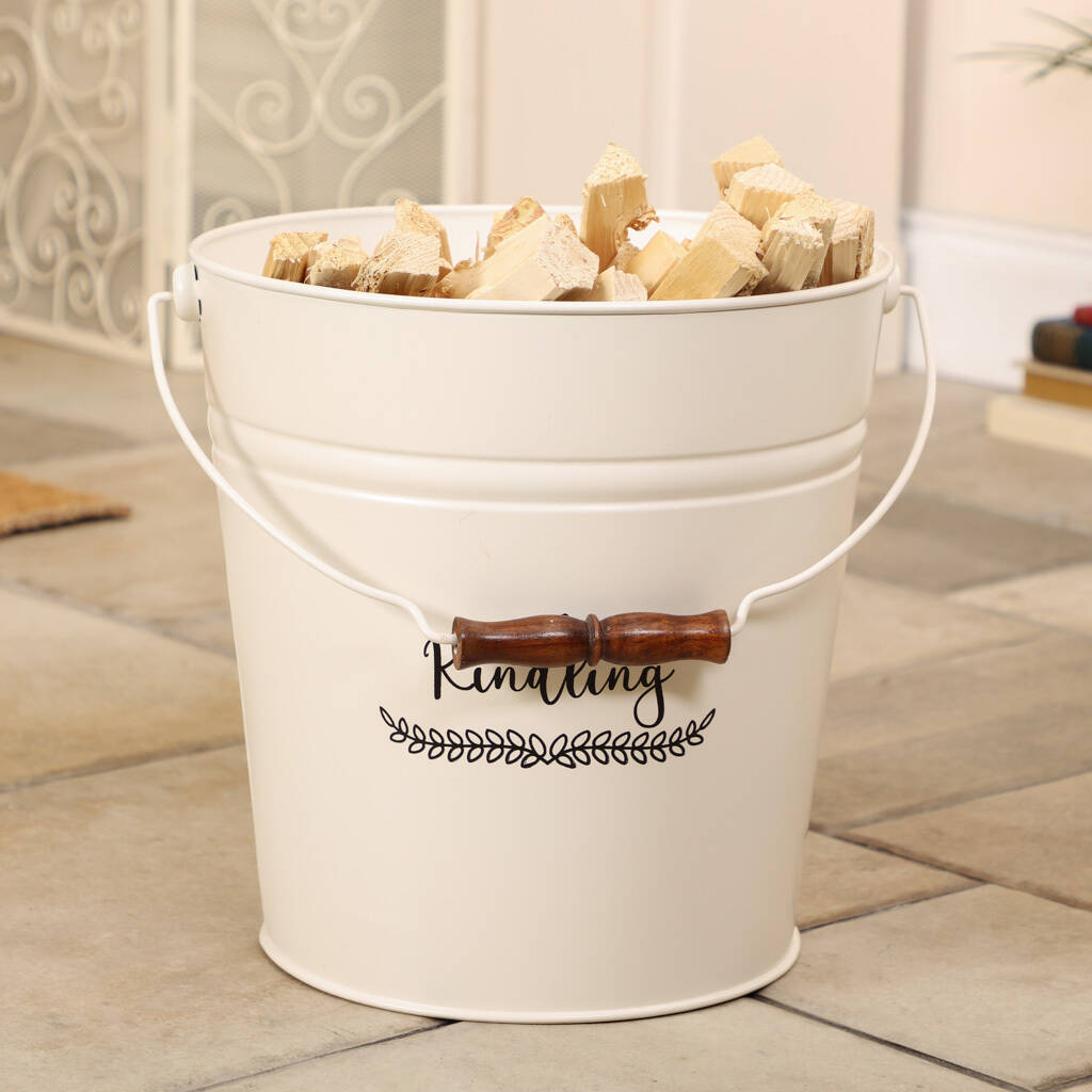 Personalised Ivory Fireplace Kindling Bucket By Dibor