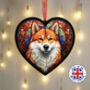 Shiba Inu Stained Glass Effect Heart Suncatcher, thumbnail 1 of 4