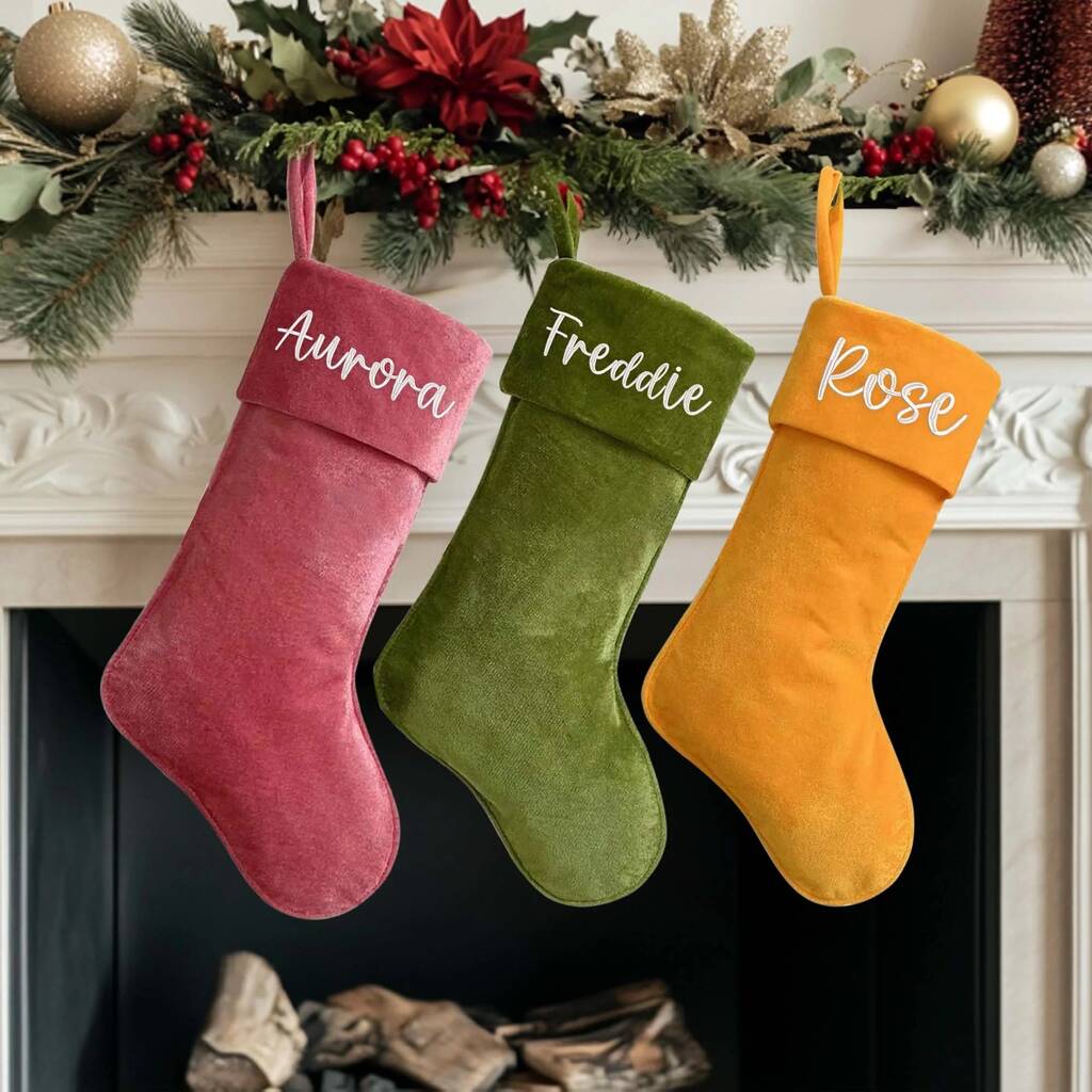 Luxury Personalised Velvet Christmas Stocking, 1 of 12