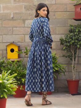 Indigo Floral Dabu Maxi Dress, 5 of 5