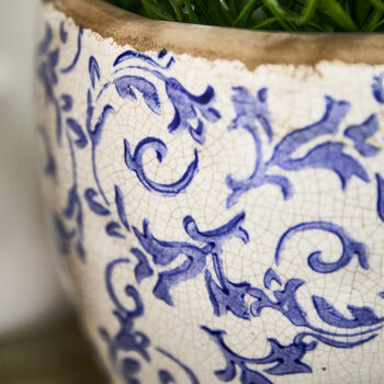 Solene Blue Botanical Planter, 4 of 7