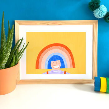 Rainbow Personalised Name Nursery Kids Room Print, 2 of 2