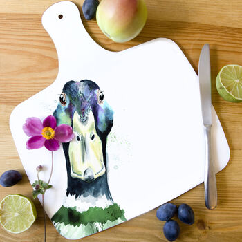 Inky Mallard Chopping Board With Handle, 4 of 5
