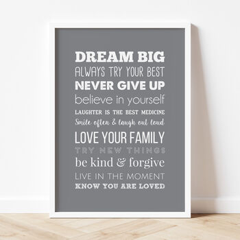 'Rules Of Life' Inspirational Quote Print, 4 of 11