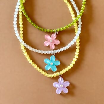 Colourful Beaded Flower Charm Necklace, 3 of 3