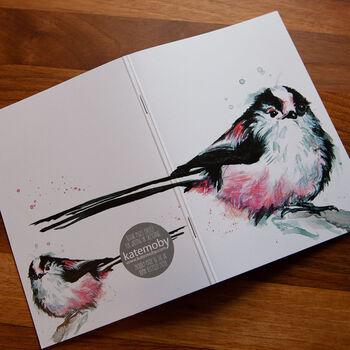 Inky Long Tailed Tit Eco A6 Notebook, 3 of 7
