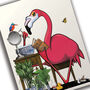 Flamingo Shaving Face, Funny Toilet Art, thumbnail 4 of 8