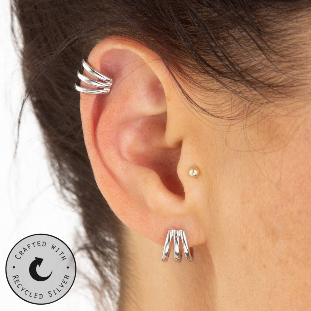 Triple Split Huggie Stud Earrings By Scream Pretty