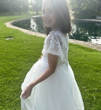 Grace In Off White Flower Girl Or Communion Dress, 6 of 12