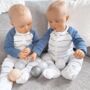 Blue And White Striped Zip Up Babygrow Twin Pack, thumbnail 1 of 2