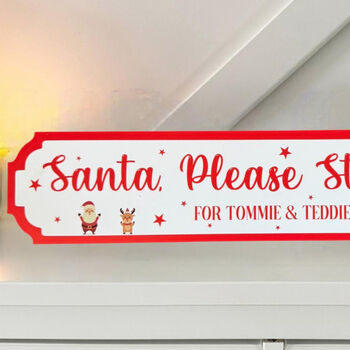 Personalised Acrylic Santa Stop Here Sign For Christmas, 5 of 5