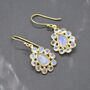 Floral Rainbow Moonstone Earrings: Silver Or Gold, thumbnail 10 of 11