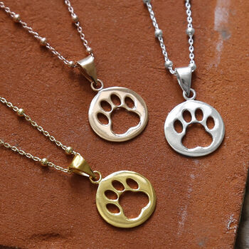 Sterling Silver Paw Print Necklace, 2 of 8