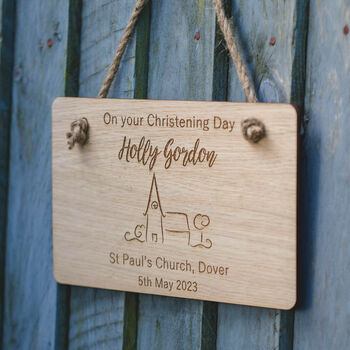 Personalised Christening Engraved Hanging Plaque / Sign, 2 of 7