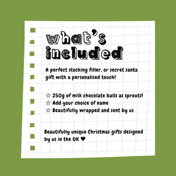 Personalised Chocolate Brussel Sprouts Stocking Filler, 4 of 5