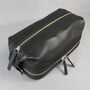 Black Leather Open Top Wash Bag With Gunmetal Zips, thumbnail 4 of 7