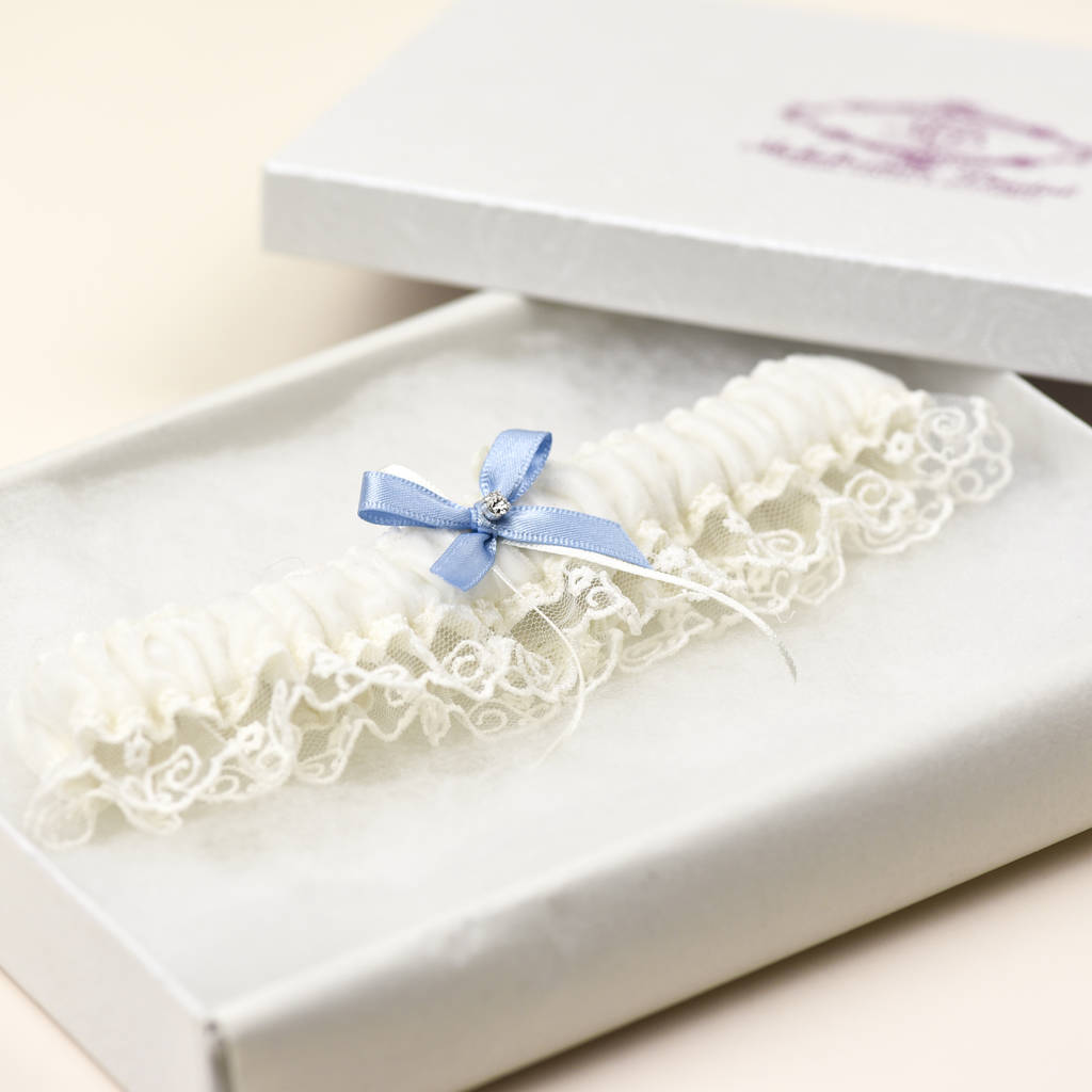 Wedding Garter 'Something Blue' Embroidered Tulle By Mabelicious Bridal ...