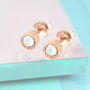 Opal Rose Gold Silver October Birthstone Stud Earrings, thumbnail 1 of 4