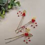 Red Berry And Gold Leaf Christmas Hair Pin Set – 3pcs, thumbnail 11 of 12