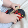 Dotty Fish Fire Engine Soft Leather Baby Shoes With Barefoot Soles, thumbnail 2 of 8