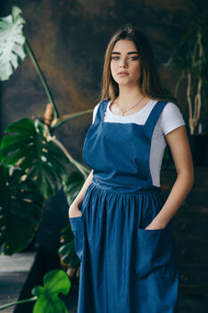 Denim Dress Apron | Studio Pinafore Smock, 9 of 11