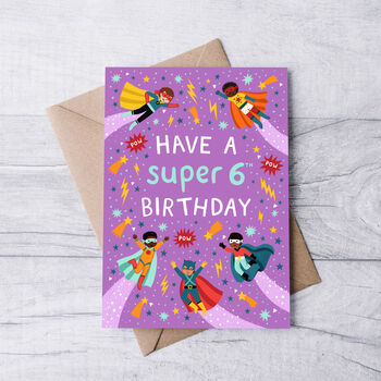 Any Age Superhero Birthday Card, Boys Age Birthday Card, Kids, 5 of 7