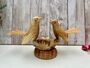 Wooden Bird Ornament Love Birds On Nest With Mushroom, thumbnail 1 of 9