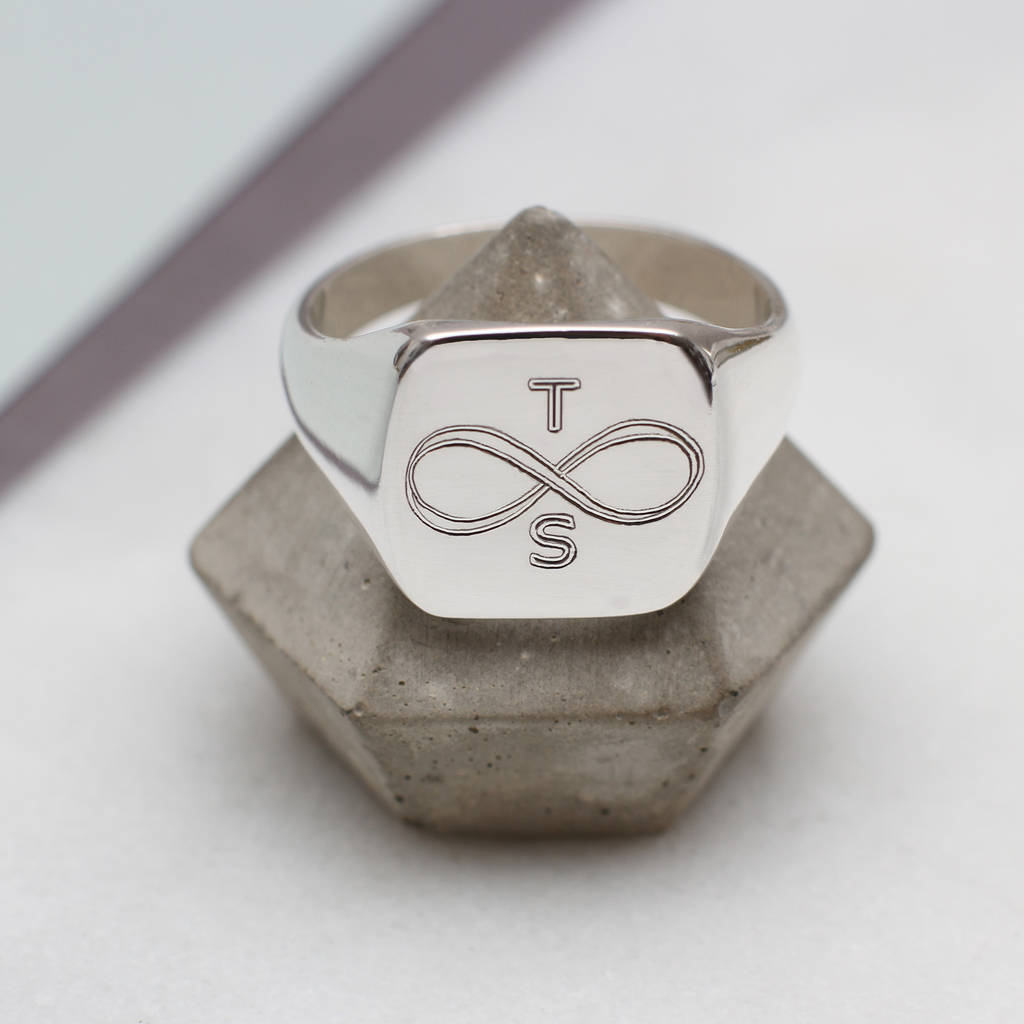 Personalised Sterling Silver Infinity Signet Ring, 1 of 4