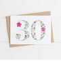 Recycled Floral 30th Birthday Card, thumbnail 1 of 2