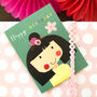 Mini Blue Flower Girl Birthday Card, thumbnail 1 of 4